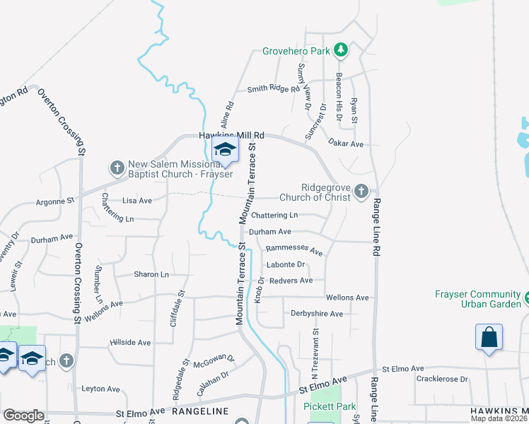 map of restaurants, bars, coffee shops, grocery stores, and more near 2451 Chattering Lane in Memphis