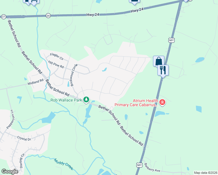 map of restaurants, bars, coffee shops, grocery stores, and more near 12879 Mustang Drive in Midland