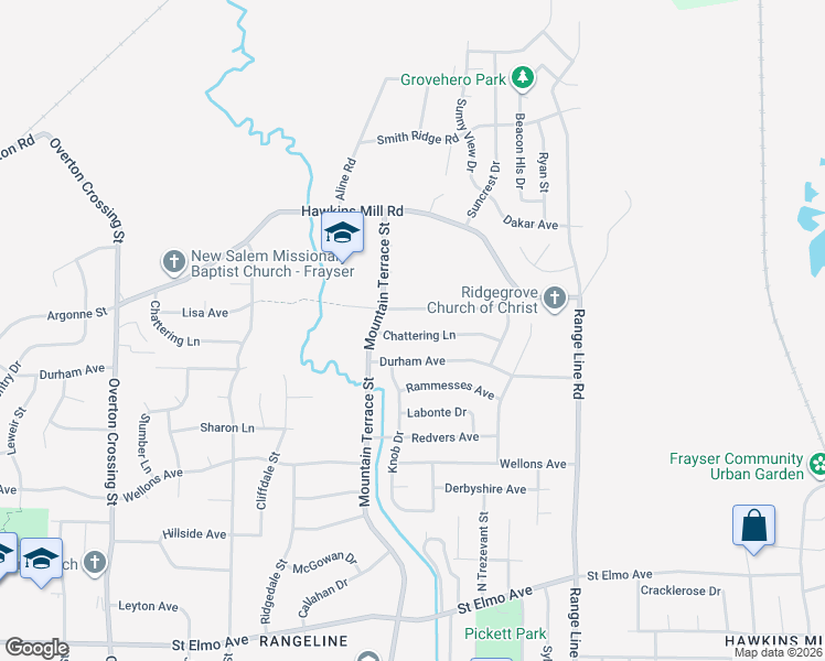 map of restaurants, bars, coffee shops, grocery stores, and more near 2451 Chattering Lane in Memphis