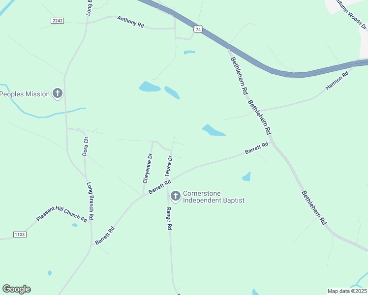 map of restaurants, bars, coffee shops, grocery stores, and more near 118 Tepee Drive in Kings Mountain