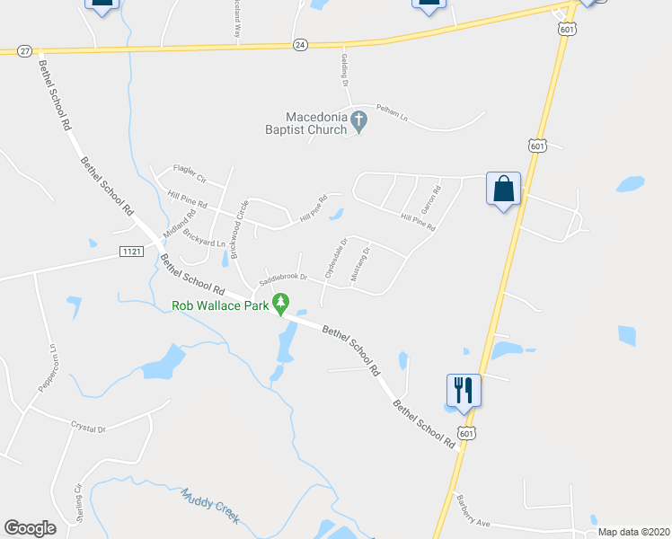 map of restaurants, bars, coffee shops, grocery stores, and more near 12863 Clydesdale Drive in Midland