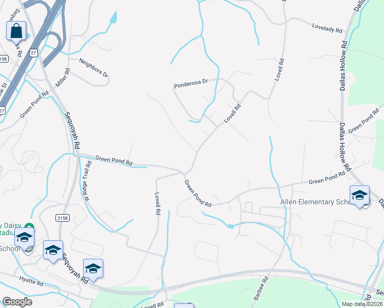 map of restaurants, bars, coffee shops, grocery stores, and more near 9972 Lovell Road in Soddy-Daisy