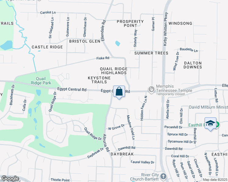 map of restaurants, bars, coffee shops, grocery stores, and more near Egypt Central Road in Bartlett