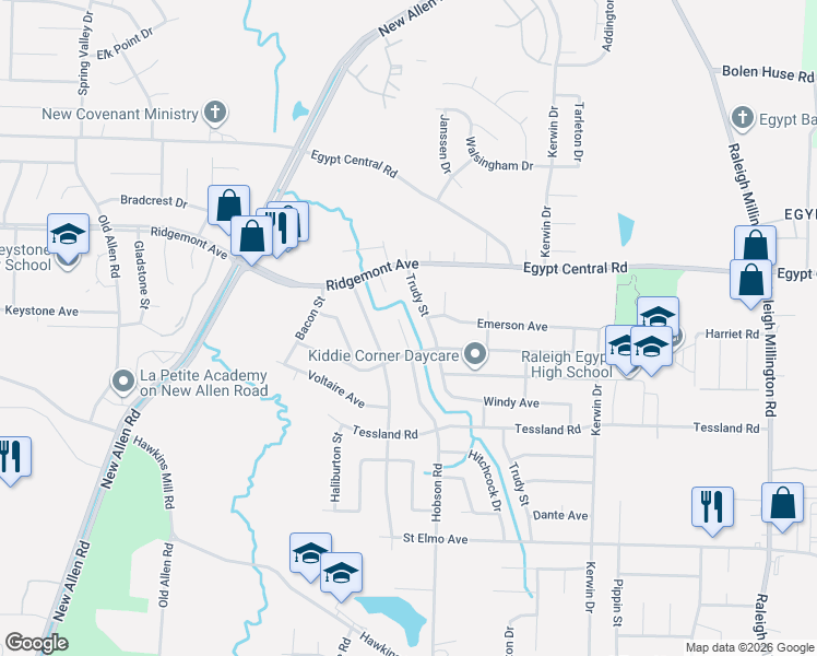 map of restaurants, bars, coffee shops, grocery stores, and more near 4220 Hobson Road in Memphis