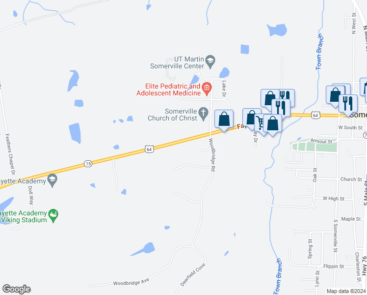 map of restaurants, bars, coffee shops, grocery stores, and more near 15820 U.S. Highway 64 in Somerville