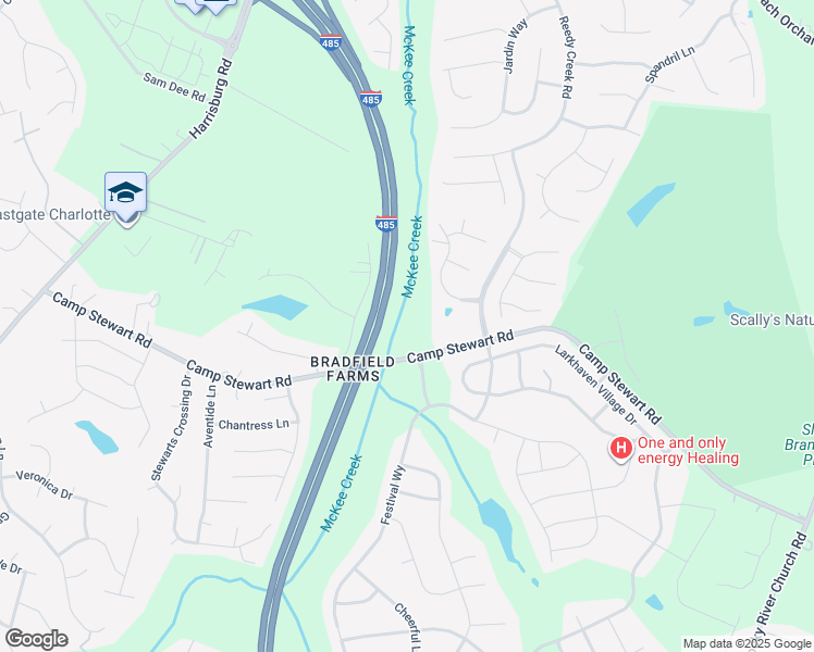 map of restaurants, bars, coffee shops, grocery stores, and more near 4733 Camp Stewart Road in Charlotte