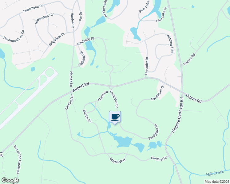 map of restaurants, bars, coffee shops, grocery stores, and more near 3 Sandpiper Drive in Whispering Pines
