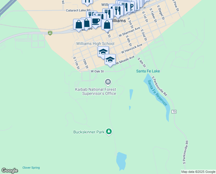 map of restaurants, bars, coffee shops, grocery stores, and more near 800 South 6th Street in Williams