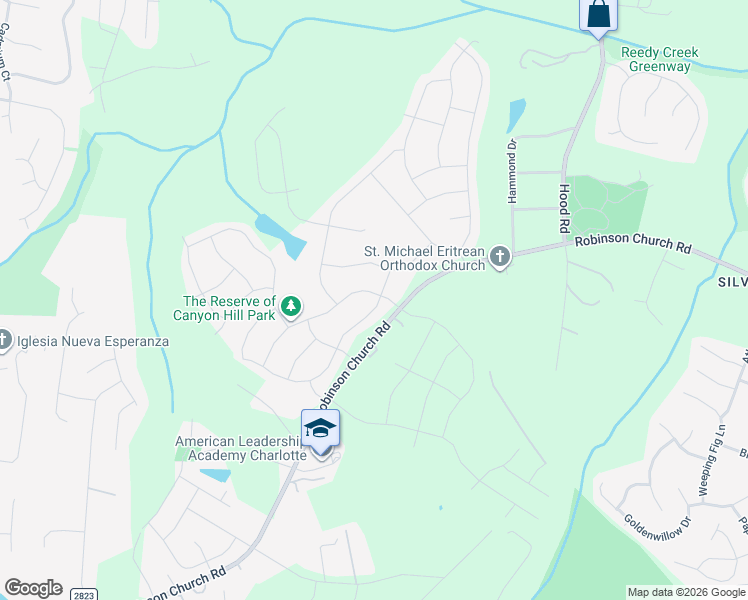 map of restaurants, bars, coffee shops, grocery stores, and more near 6808 Jerimoth in Charlotte