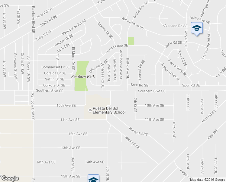 map of restaurants, bars, coffee shops, grocery stores, and more near 508 Southern Blvd SE in Rio Rancho