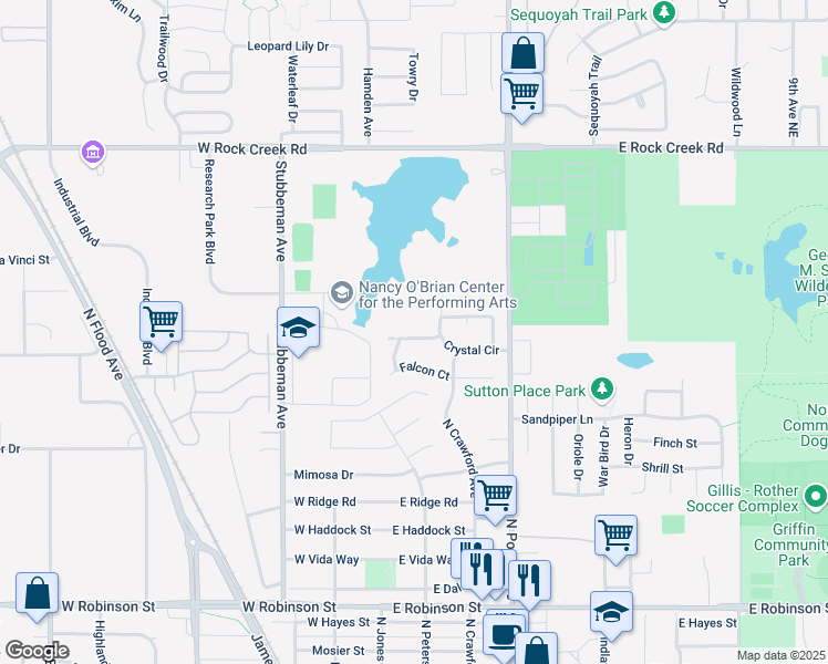 map of restaurants, bars, coffee shops, grocery stores, and more near 220 Skylark Court in Norman