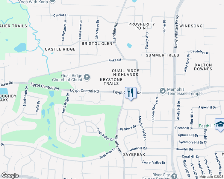 map of restaurants, bars, coffee shops, grocery stores, and more near 4250 Steffan Woods Cove in Memphis
