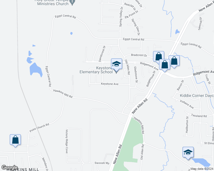 map of restaurants, bars, coffee shops, grocery stores, and more near 3275 Keystone Avenue in Memphis