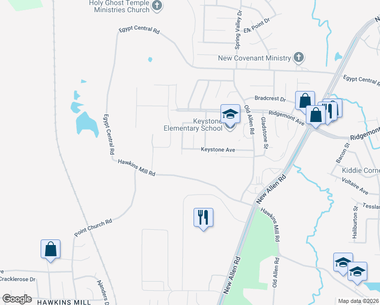 map of restaurants, bars, coffee shops, grocery stores, and more near 3213 Keystone Avenue in Memphis