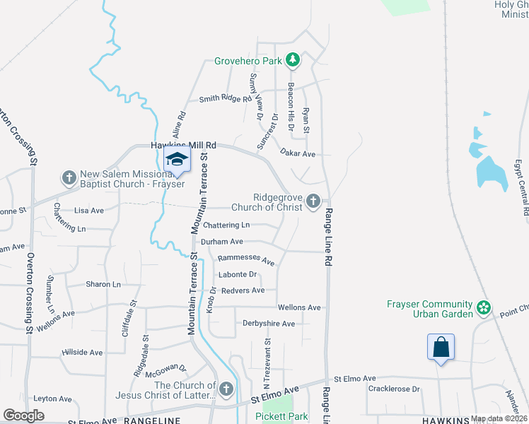 map of restaurants, bars, coffee shops, grocery stores, and more near 2535 Chattering Lane in Memphis