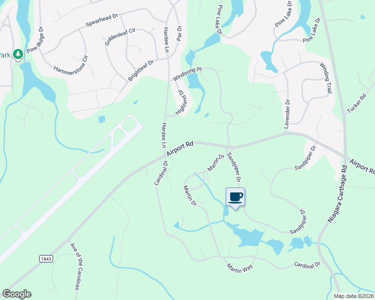 map of restaurants, bars, coffee shops, grocery stores, and more near 2164 Airport Road in Whispering Pines