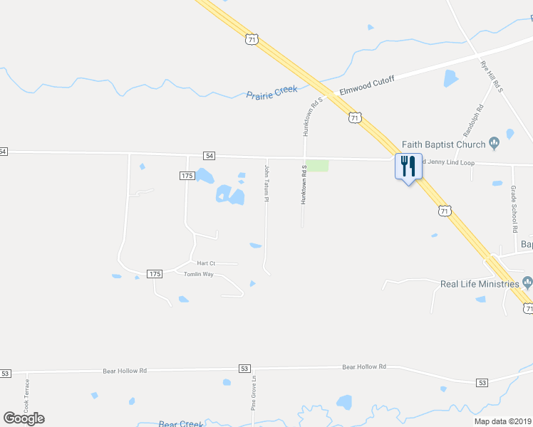 map of restaurants, bars, coffee shops, grocery stores, and more near 15134 John Tatum Place in Fort Smith
