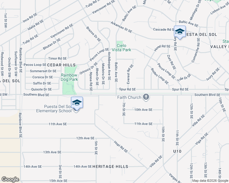 map of restaurants, bars, coffee shops, grocery stores, and more near 964 Baltic Avenue Southeast in Rio Rancho