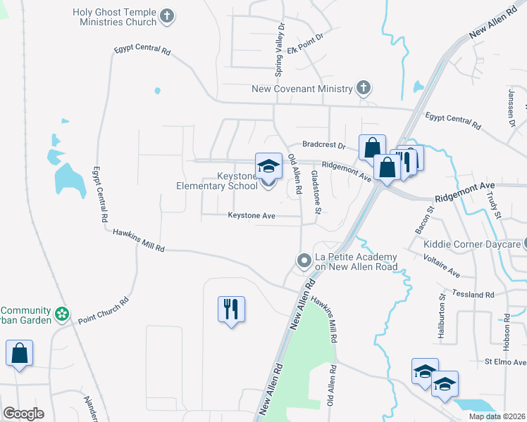 map of restaurants, bars, coffee shops, grocery stores, and more near 3306 Keystone Ave in Memphis