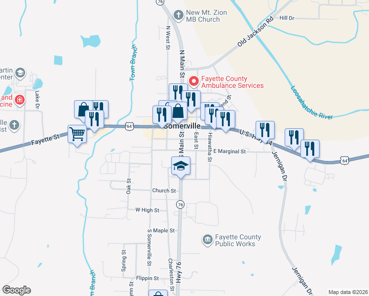 map of restaurants, bars, coffee shops, grocery stores, and more near 12915 South Main Street in Somerville