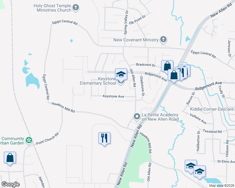 map of restaurants, bars, coffee shops, grocery stores, and more near 3306 Keystone Avenue in Memphis