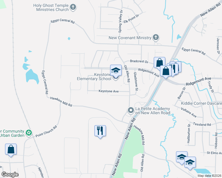map of restaurants, bars, coffee shops, grocery stores, and more near 3306 Keystone Avenue in Memphis