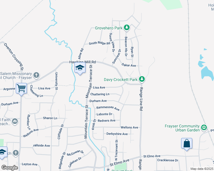 map of restaurants, bars, coffee shops, grocery stores, and more near 2502 Lisa Avenue in Memphis