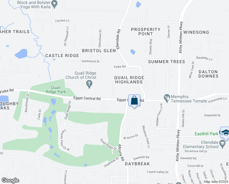 map of restaurants, bars, coffee shops, grocery stores, and more near 4270 Steffan Woods Cove in Bartlett