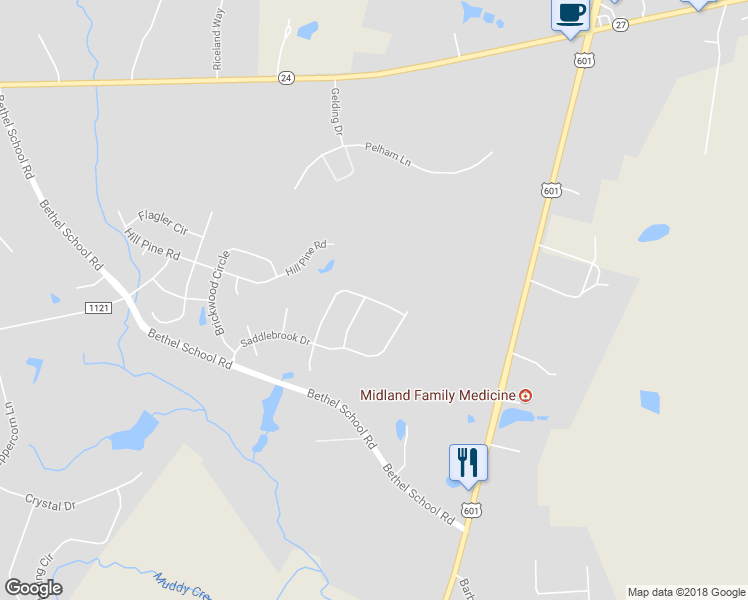 map of restaurants, bars, coffee shops, grocery stores, and more near Clydesdale Drive in Midland
