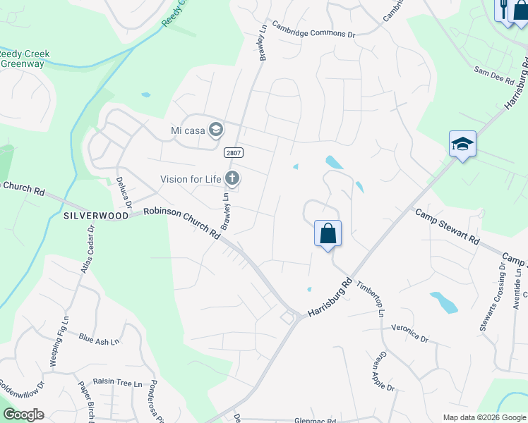 map of restaurants, bars, coffee shops, grocery stores, and more near 9720 Wardley Drive in Charlotte