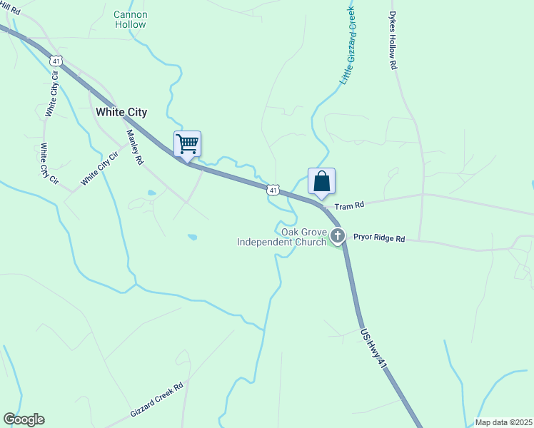 map of restaurants, bars, coffee shops, grocery stores, and more near 110 Meeks Road in Tracy City
