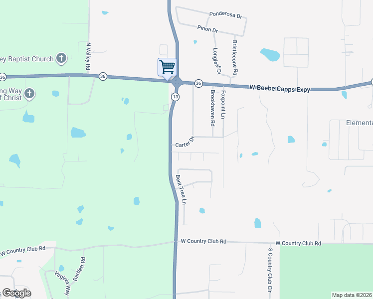 map of restaurants, bars, coffee shops, grocery stores, and more near 3220 Stone Henge Drive in Searcy