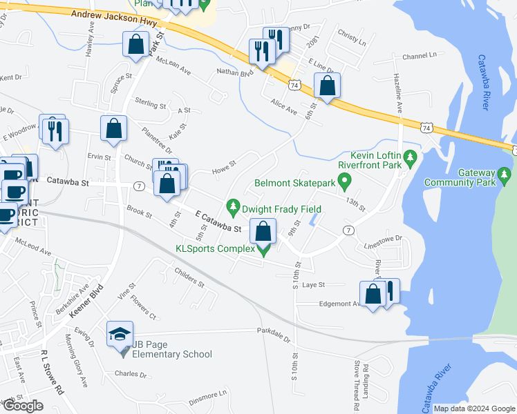 map of restaurants, bars, coffee shops, grocery stores, and more near 108 Watson Street in Belmont