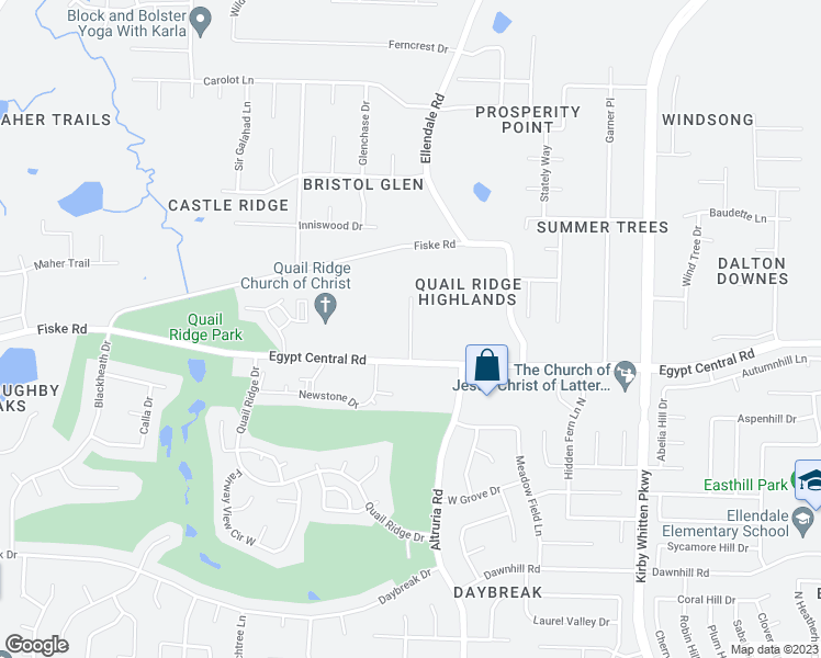 map of restaurants, bars, coffee shops, grocery stores, and more near 4281 Steffan Woods Cove in Bartlett