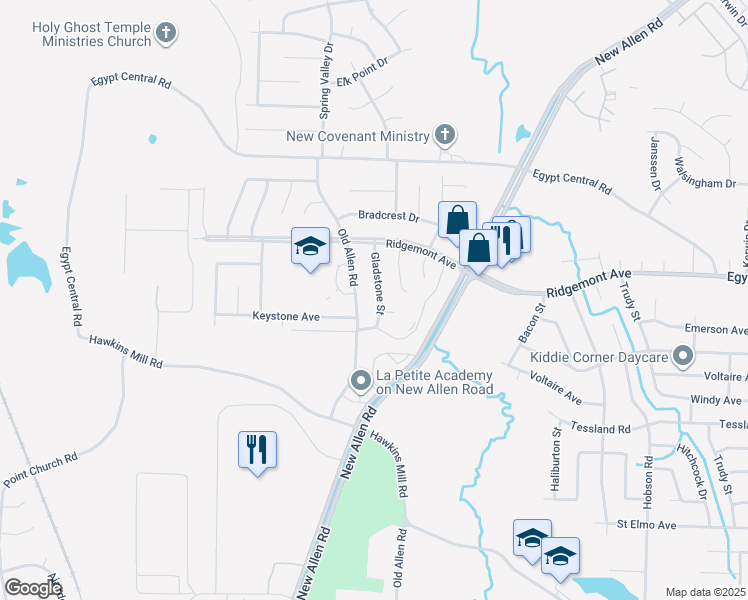 map of restaurants, bars, coffee shops, grocery stores, and more near 4275 Gladstone Street in Memphis