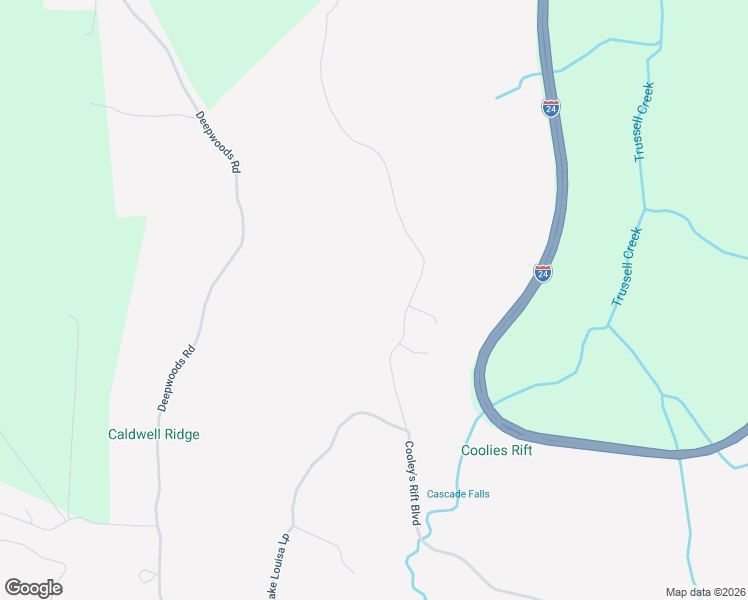 map of restaurants, bars, coffee shops, grocery stores, and more near 1402 Cooley's Rift Boulevard in Monteagle