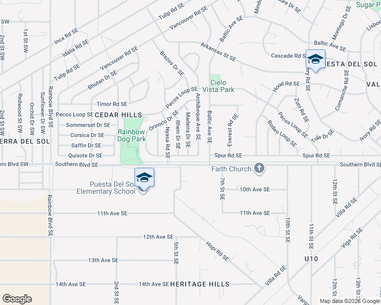 map of restaurants, bars, coffee shops, grocery stores, and more near 991 Madeira Drive Southeast in Rio Rancho