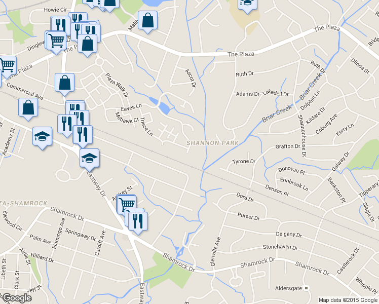map of restaurants, bars, coffee shops, grocery stores, and more near 1339 Phil O'Neil Drive in Charlotte