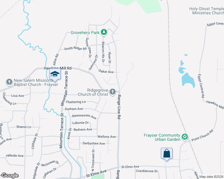 map of restaurants, bars, coffee shops, grocery stores, and more near 2642 Hawkins Mill Road in Memphis