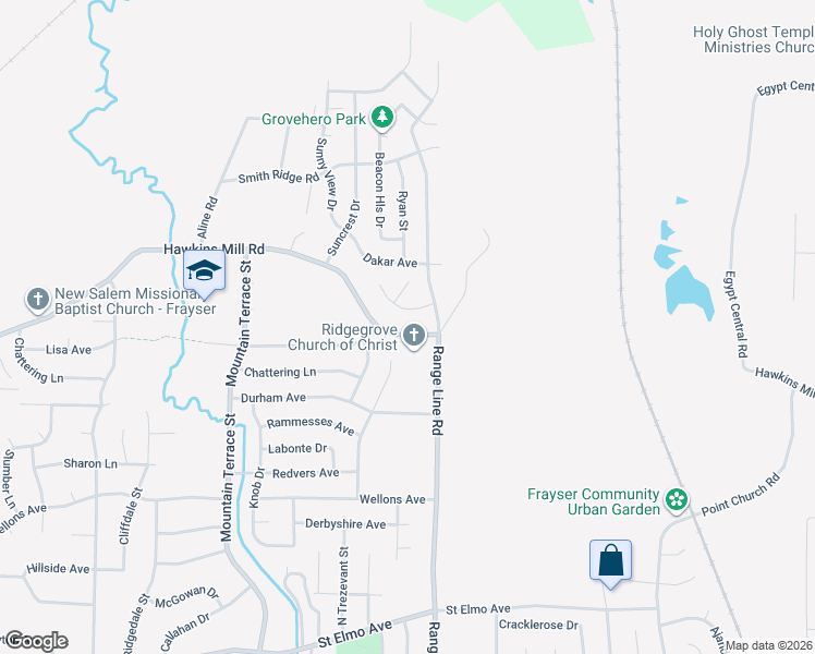 map of restaurants, bars, coffee shops, grocery stores, and more near 2642 Hawkins Mill Road in Memphis