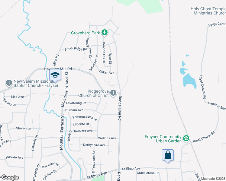 map of restaurants, bars, coffee shops, grocery stores, and more near 2642 Hawkins Mill Road in Memphis