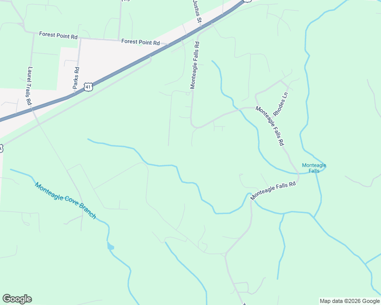 map of restaurants, bars, coffee shops, grocery stores, and more near 1249 Monteagle Falls Road in Monteagle