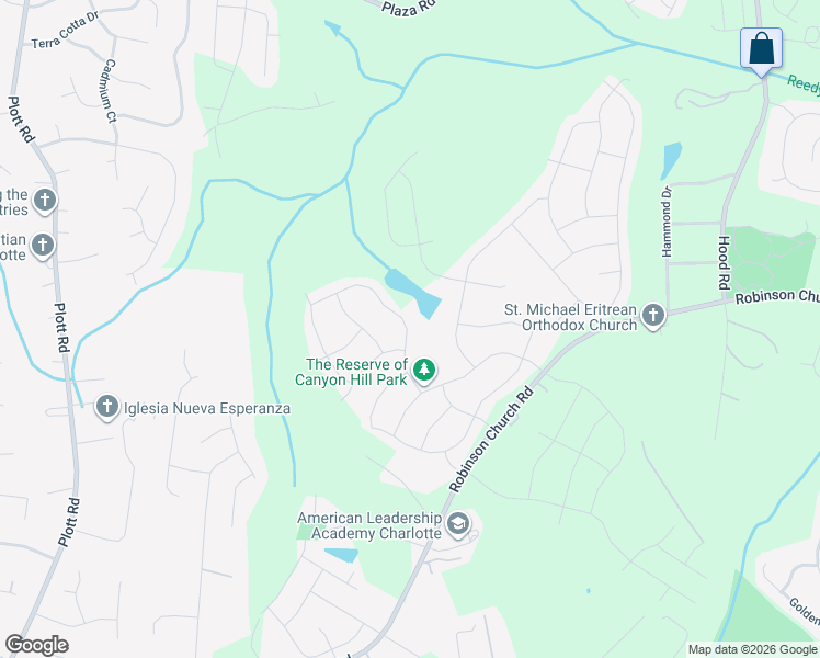 map of restaurants, bars, coffee shops, grocery stores, and more near 7214 Cuddington Drive in Charlotte