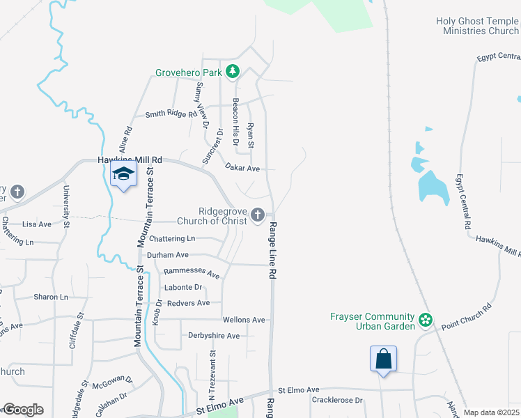map of restaurants, bars, coffee shops, grocery stores, and more near 2642 Hawkins Mill Road in Memphis