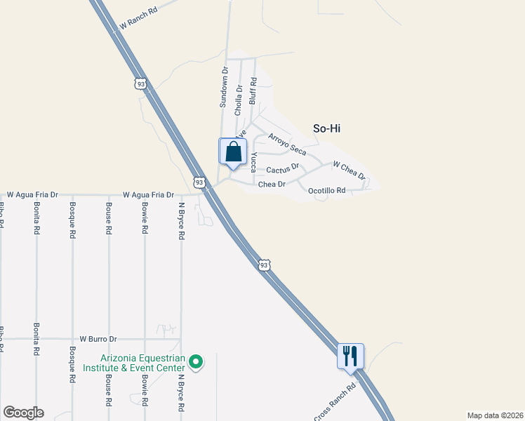 map of restaurants, bars, coffee shops, grocery stores, and more near 3970 U.S. 93 in Golden Valley