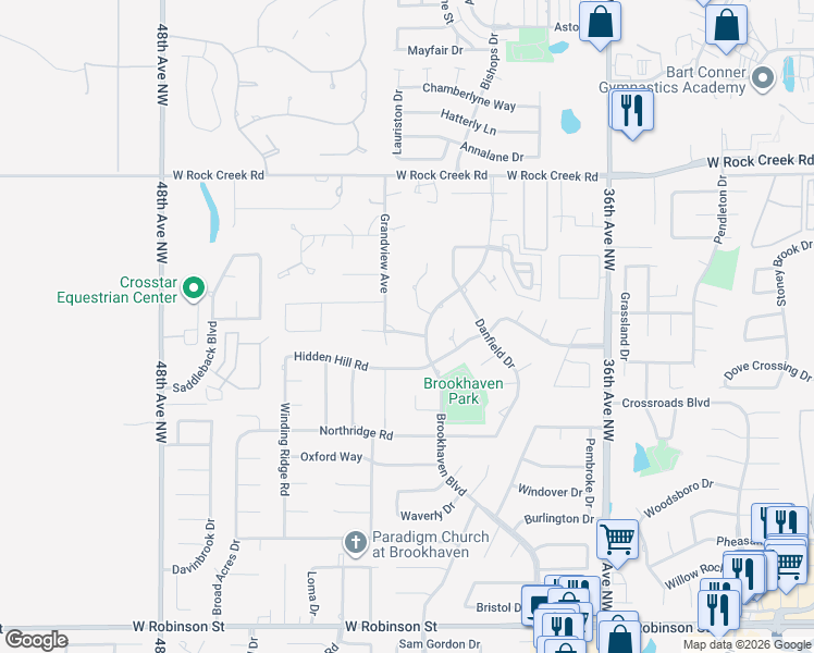 map of restaurants, bars, coffee shops, grocery stores, and more near 4103 Northhampton Drive in Norman