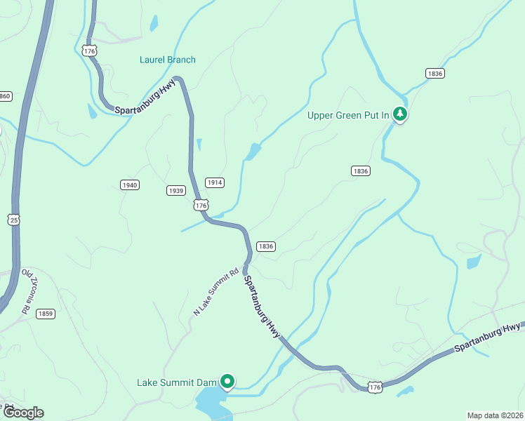 map of restaurants, bars, coffee shops, grocery stores, and more near 106 Never Blue Road in Flat Rock