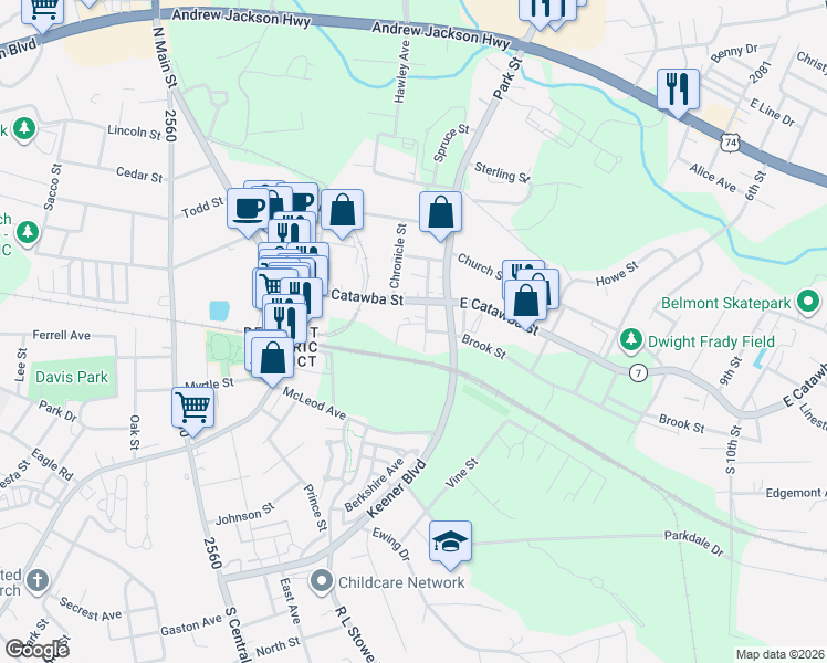 map of restaurants, bars, coffee shops, grocery stores, and more near 110 Back Street in Belmont