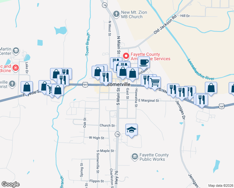 map of restaurants, bars, coffee shops, grocery stores, and more near 12915 South Main Street in Somerville