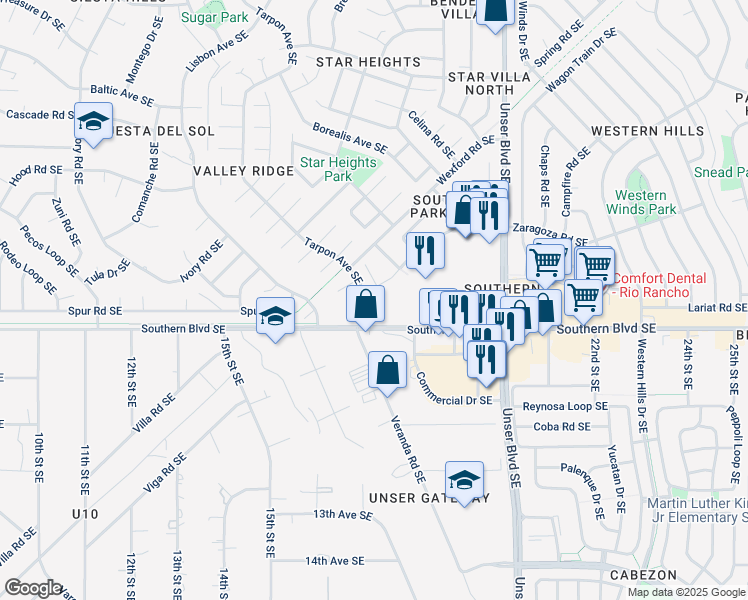 map of restaurants, bars, coffee shops, grocery stores, and more near 909 Hollow Park Court Southeast in Rio Rancho